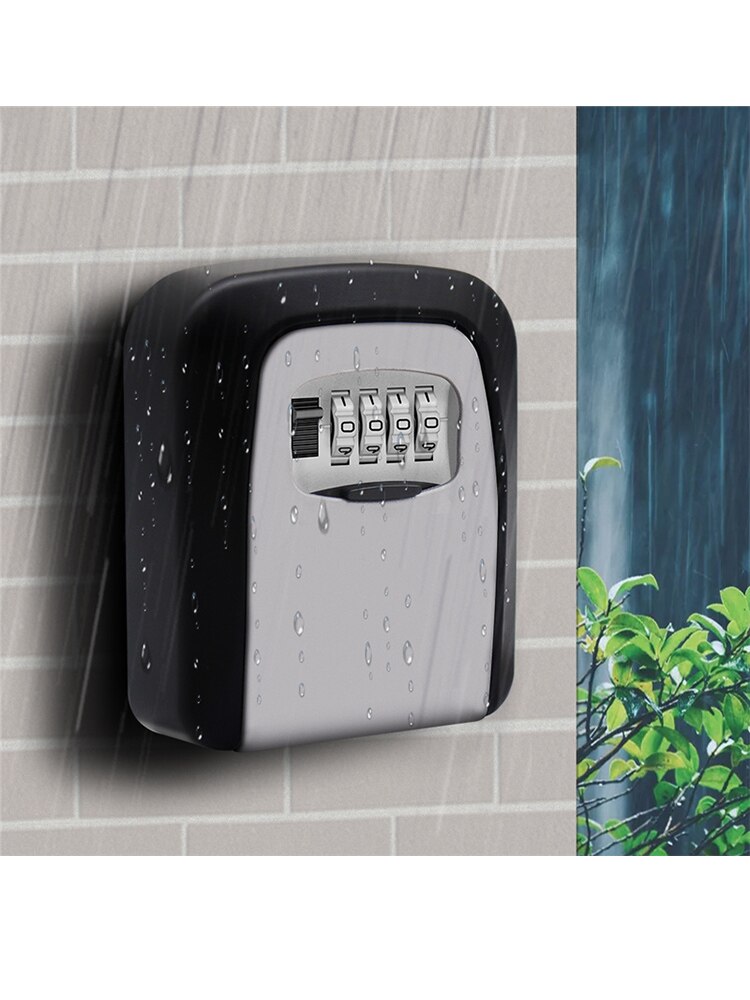 Wall Mounted 4 Digit Combination Key Storage Security Safe Lock Box Combination Storage Security Lock With Screw Hardware: gray