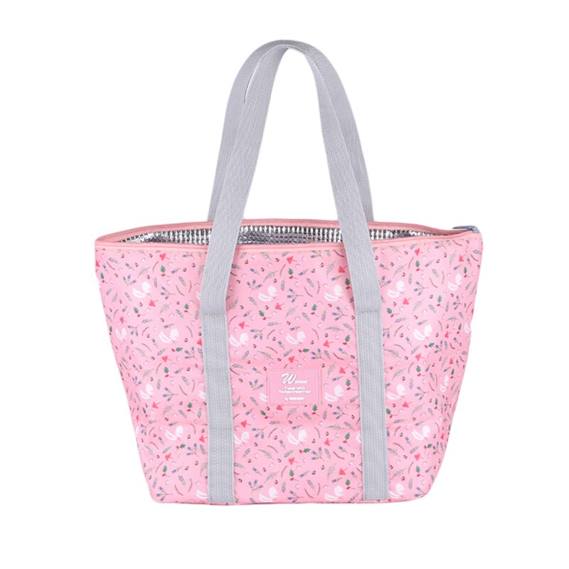 Print Lunch Tas Vrouwen Draagbare Koeler Tassen Hand Waterdichte Picknick Reizen Ontbijt Eten Box Pack Kids: Pink