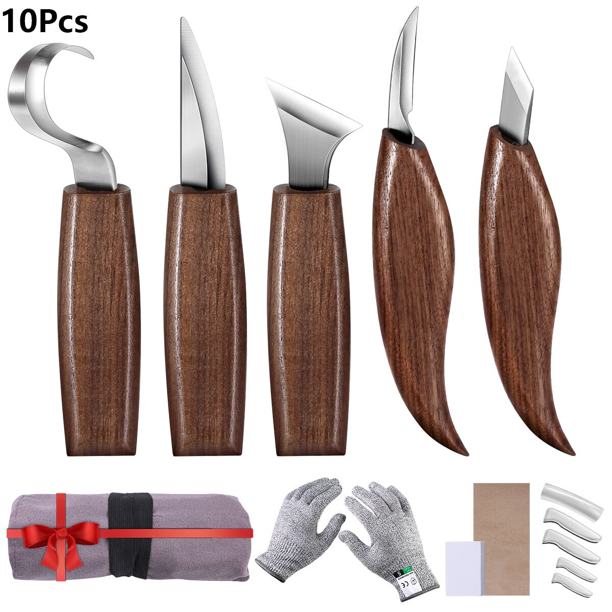 5/10/12pcs Woodworking Cutter Hand Tool Set Wood Carving Knife DIY Peeling Woodcarving Sculptural Carving Cutter#1: 10pcs