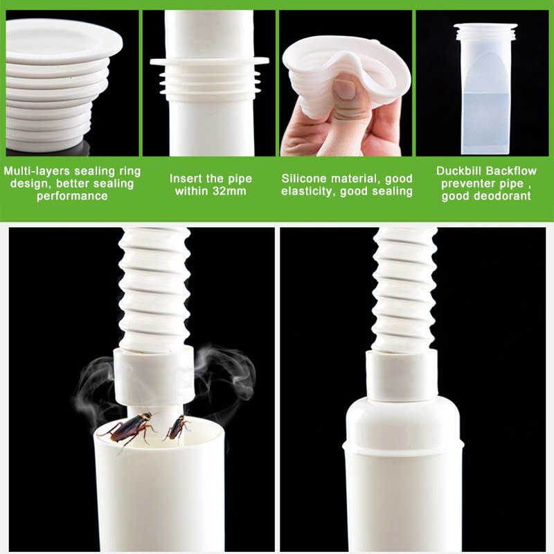 Drain Pipe Hose Seal Sewer Pipe Plug Deodorant Silicone for Washing Machine Hose