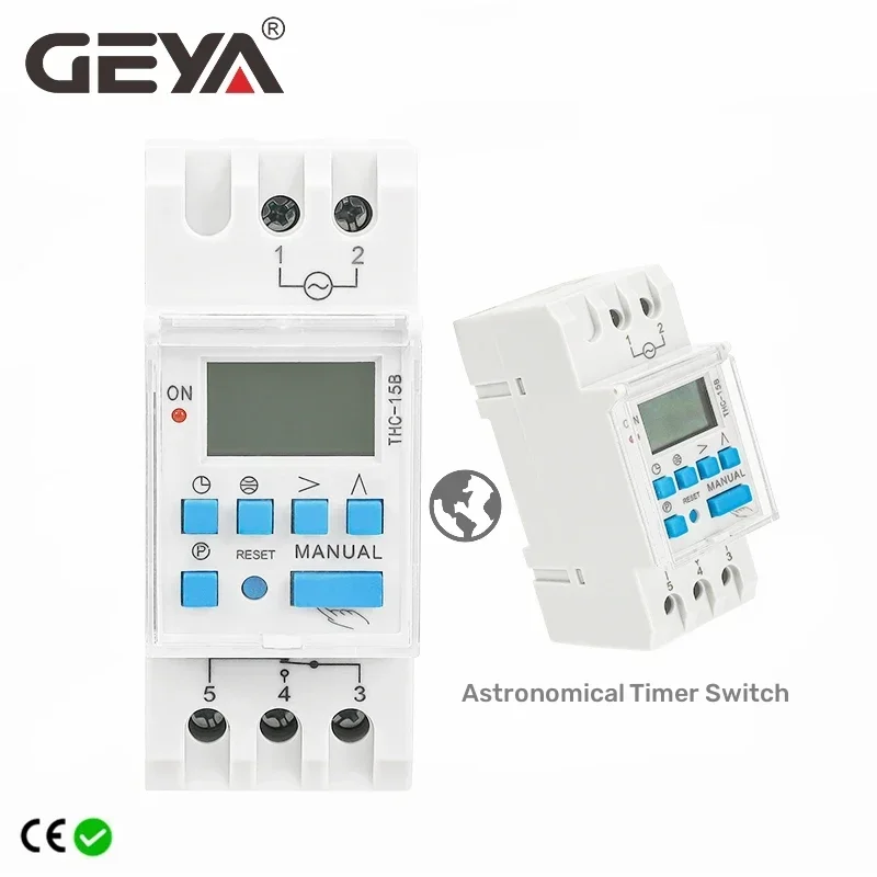 GEYA THC interruptor de temporizador astronómico pantalla LCD 16A 20A 30A Control de sincronización interruptor de latitud 220V