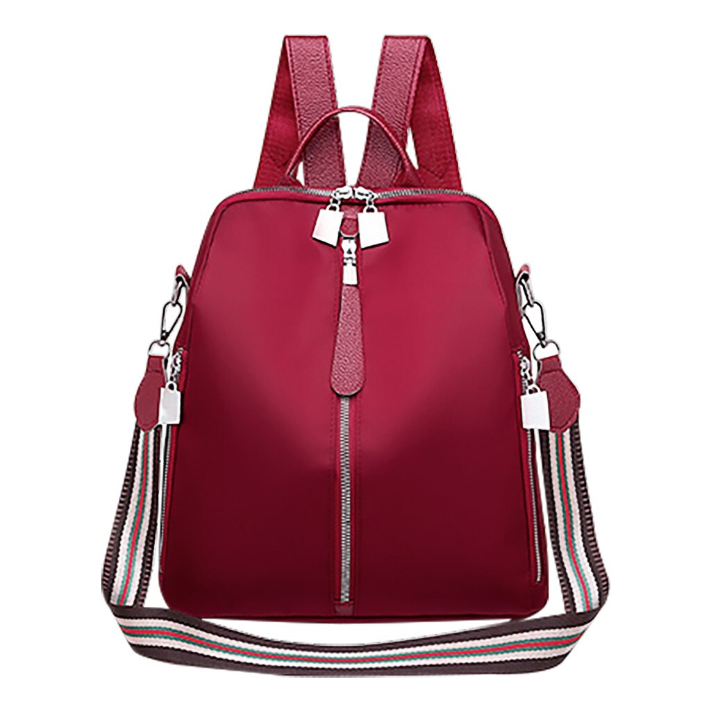 Vrouwen Nylon Rugzak Neutrale Schooltas Anti-Diefstal Waterdichte Rugzakken Casual School Schoudertas Voor Tieners Meisjes # T2: Red 