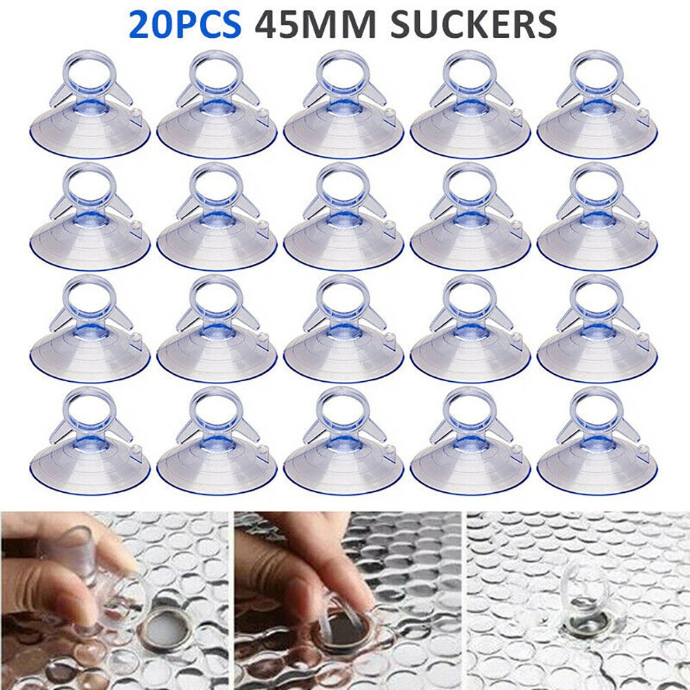Ventosas de plástico para ventana de coche, accesorios de decoración de ventanas de vidrio, PVC, transparente, 45mm, 20 Uds.