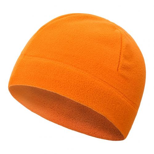Mænd kvinder vinter ensfarvet fleece hætte udendørs klatring cykling vindtæt beanie hat: Orange