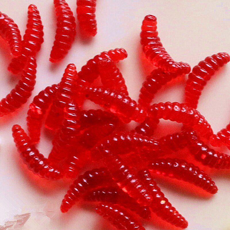 50/100 st 2cm maggot grub mjuka fiske bete krokar lukt maskar glöd räkor fisk beten parodi leksaker fiske mask leksak: B -50 st
