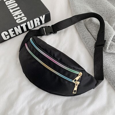 Mode Vrouwen Messenger Belt Bag Pack Lederen Taille Zakken Meisje Reizen Kleine Fanny Borst Pack Bolsas Dames Mini Schoudertas: BLACK