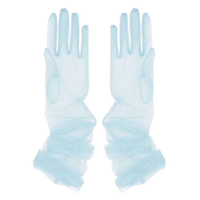 Hochzeit Frauen Braut Handschuhe transparent Tüll Volle Finger Lange Handschuhe Handschuhe Braut Handschuhe Für Abendkleid Party Zubehör: Himmel Blau