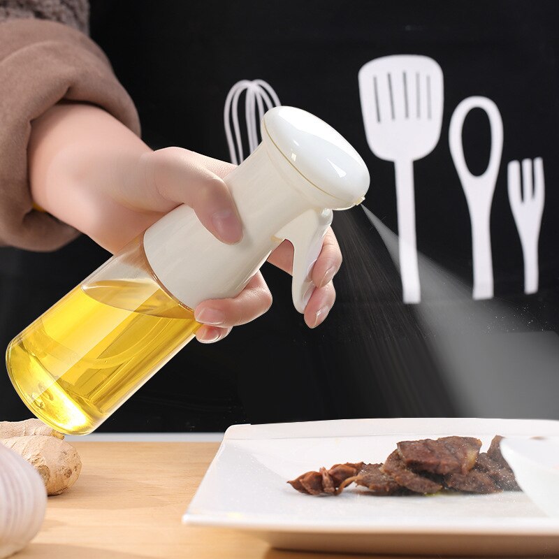 210ml husholdning kjøkken spiselig olje spray flaske olivenolje spray flaske lekkasjesikker olje potten glass sprayflaske