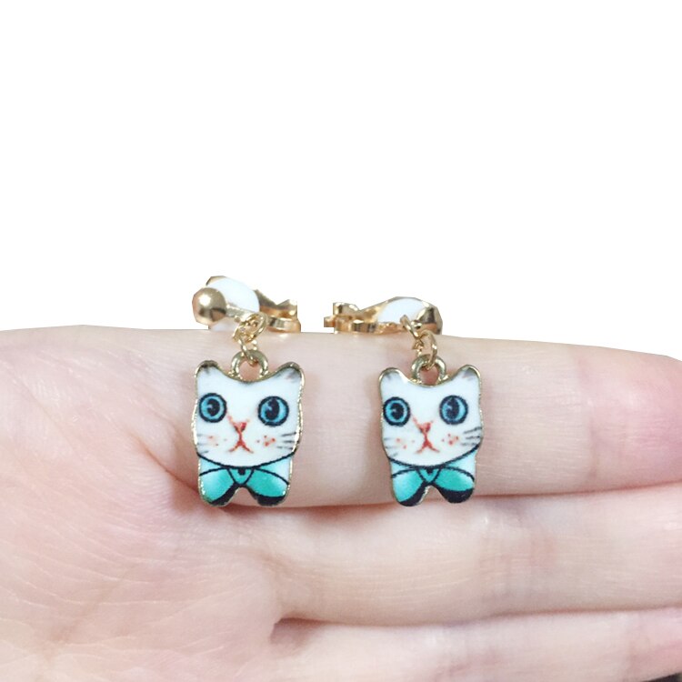 Clip On Earrings Kids Cute Cartoon Animal Cat Ear No Piercing Ear Rings For Children Jewelry Korean Ear Clip For Girls