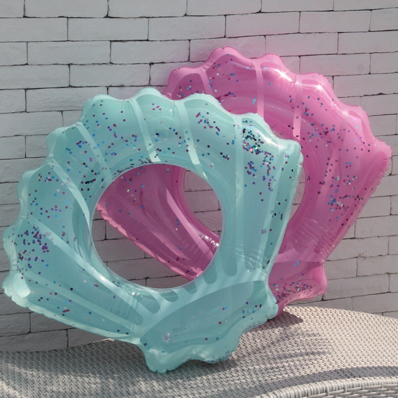 Uppblåsbar snäckskal simring för pool flytmadrass pool förtjockad pvc sommar flytande ring sits leksaker 90cm