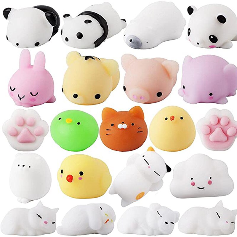 Balle anti-Stress à presser Mochi, jouet en forme d&#39;animal mignon, anti-Stress, doux et collant, amusant: Random 10PCS