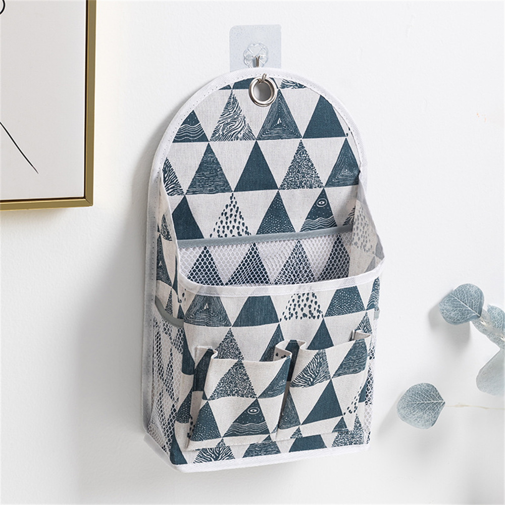 Fabric Hanging Storage Bag for Dormitory Wall Mounted Wall Door Bags Dual-Pocket Side Mesh Organizer Book Magazine Phone Holder: Blue
