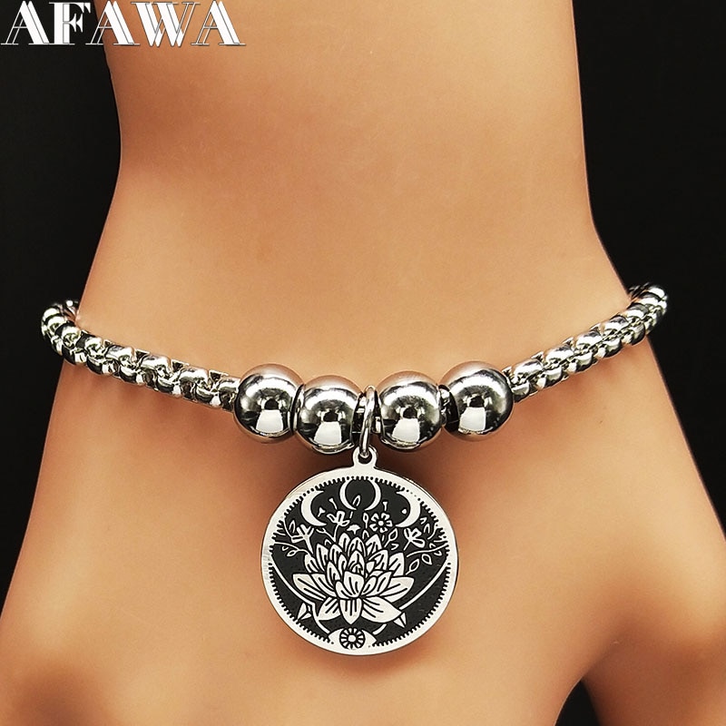 2022 Lotus Edelstahl Manschette Armbinde für Frauen Silber Farbe Armreif Armbänder Schmuck Armbinde acier B18336