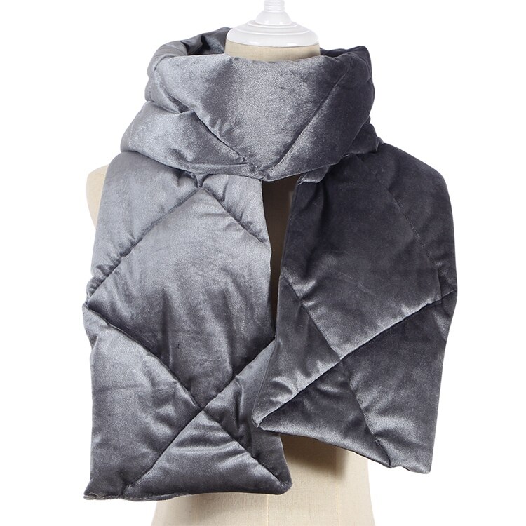 Foxmother brand 18cm*180cm vintergrå sammet pläd halsduk wrap sjalar: Mörkgrå