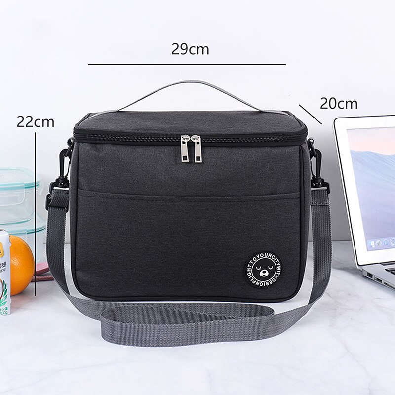 Portable Cooler Bag Folding Insulation Picnic Ice Pack For Food Thermal Drink Carrier Insulated Lunch Box S/M/L: Black-Large