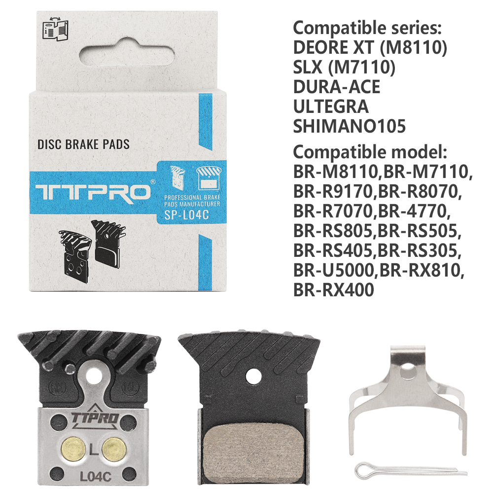 TTPRO LO4C L05A Fiets Remblokken MTB Hars Metalen Remblokken voor M8100 M7110 R9270 R8170 R7170 RS805 RS505 U5000 RX810: Black