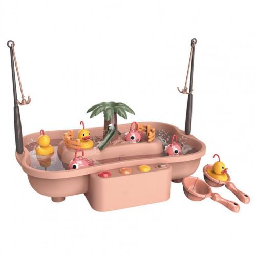 1 Set giocattolo da pesca Musical Electronic Duck Design pesca rotante elettrica gioca gioco giocattolo per l&#39;intrattenimento domestico per bambini: Colore rosa
