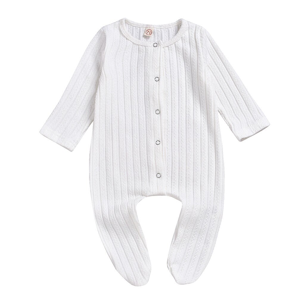 Winter Baby Baby Kleding Pasgeboren Baby Jongens Meisjes Kleding Jumpsuit Solid Trui Splice Plaid Warm Binden Voeten Romper Kleding: White  / 6M