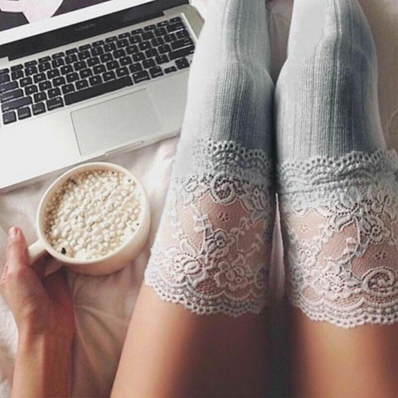 Ladies Hosiery Thigh High Stockings Lace Top Pantyhose Women Winter Knit Over Knee Long Boot Warm Leggings Stockings: Default Title