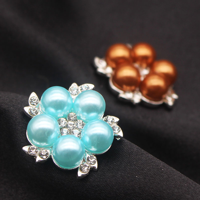 21MM guzik perłowy z kwiatkiem na odzież Diy Manualidades ozdobny kolorowy guzik do szycia Rhinestone do robótek ręcznych