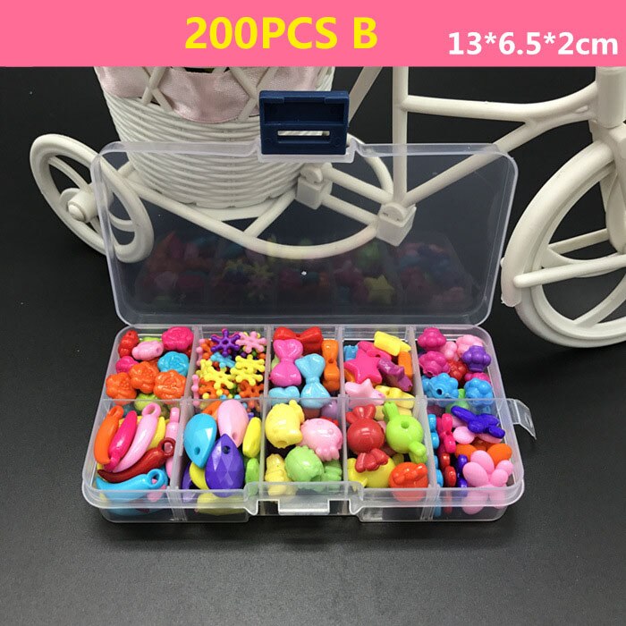 200 stk/boks blandet akryl perler sett tilbehør til gjør-det-selv halskjede armbånd jente utviklingsleker barn perler sett best: B
