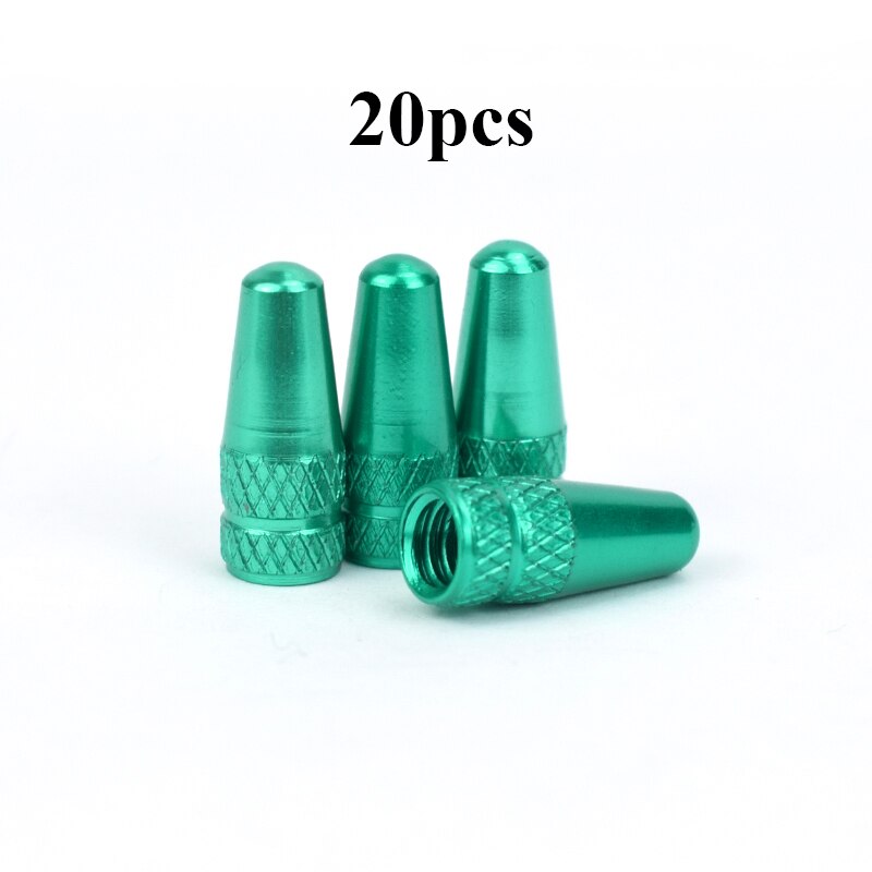 20Pc Bicycle Wheel Tire Covered Protector MTB Road Bike French Tyre Dustproof Ultralight Presta Valve Cap Bicycle Accessories: 20pc green