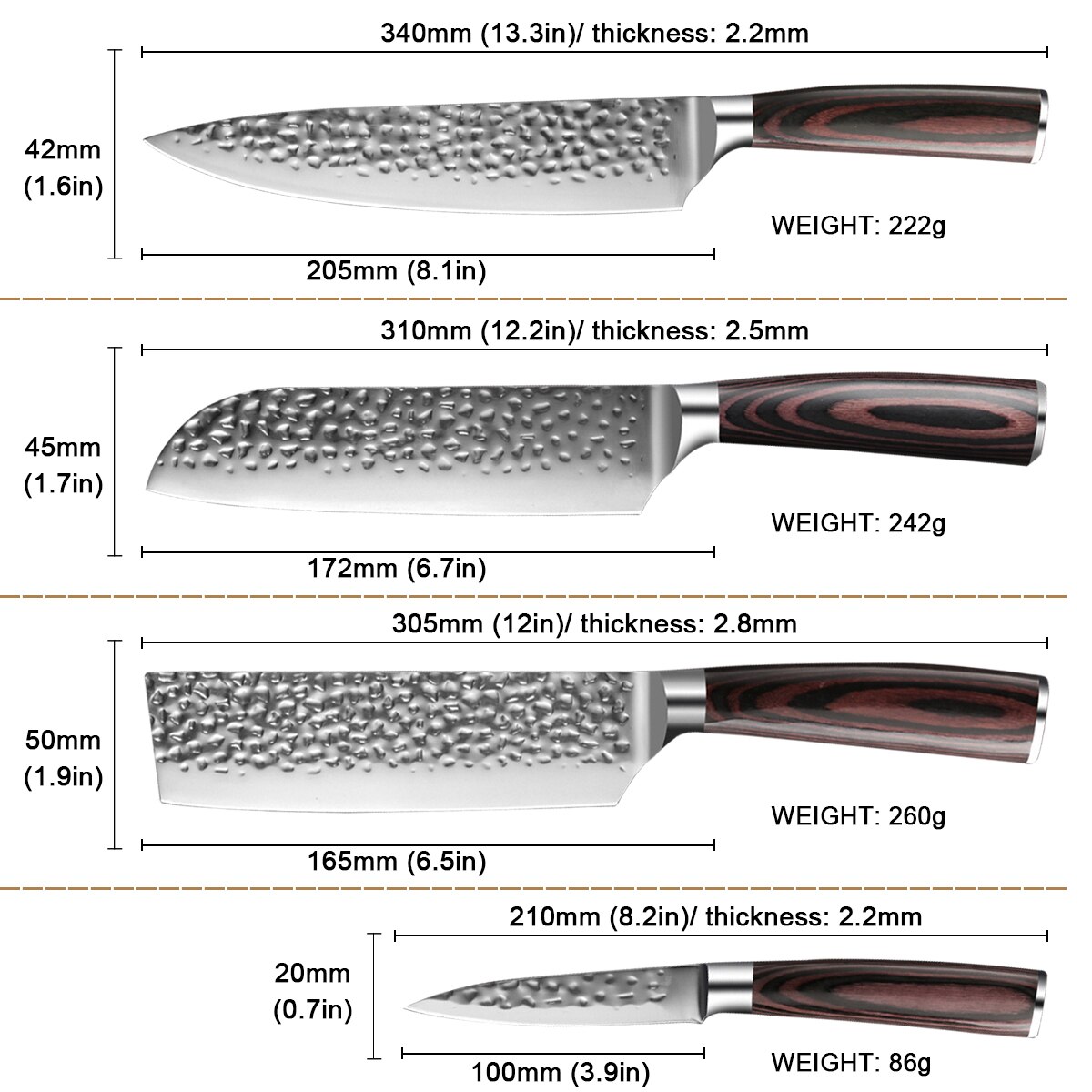 Knife Set of kitchen knives High Carbon Steel kitchen device sets Forged steel Cutlery set Japanese knife