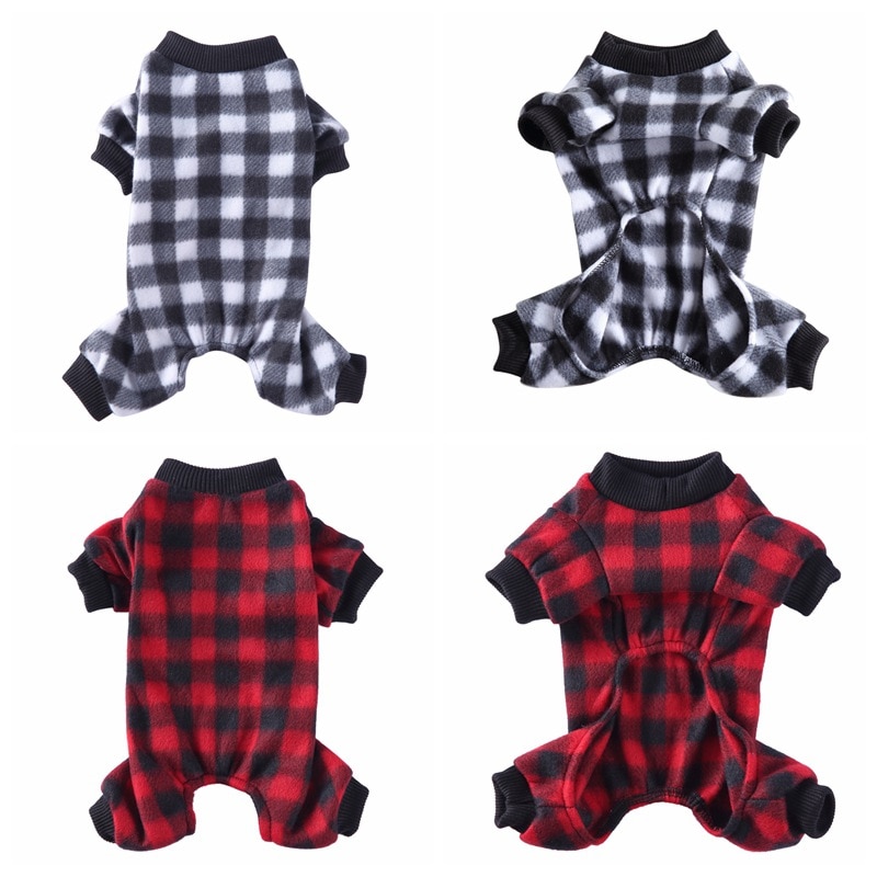 Pyjama d'hiver pour chien, combinaison pour Chihuahua, carlin, Costume de chiot, vêtements à carreaux pour animaux de compagnie