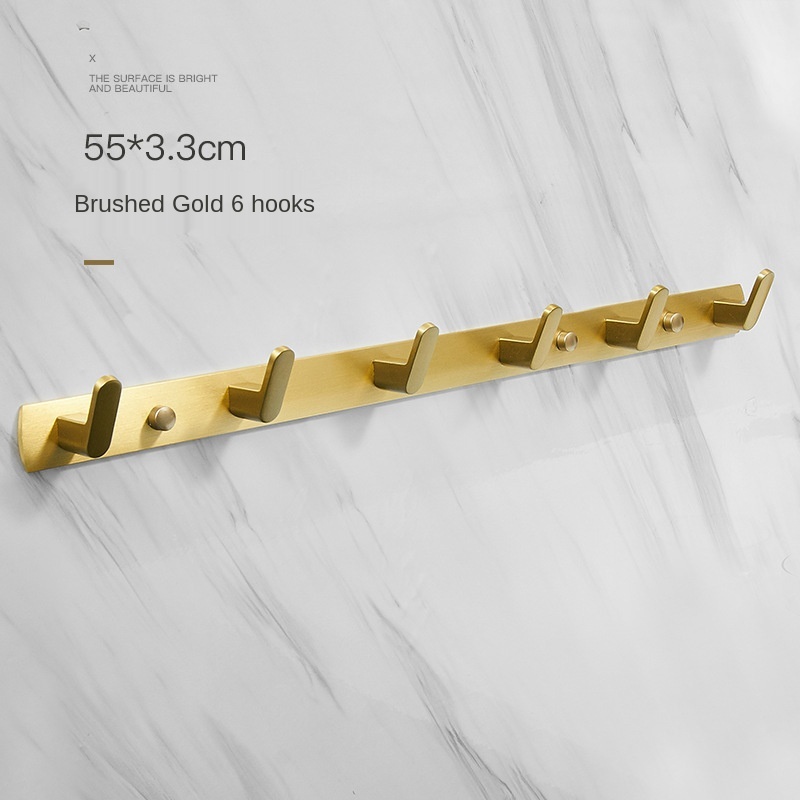 Gold Brushed Robe Hook Coat Hook Towel Hanger Wall Hooks Bathroom Hardware Hook Door Hooks: 6 hooks