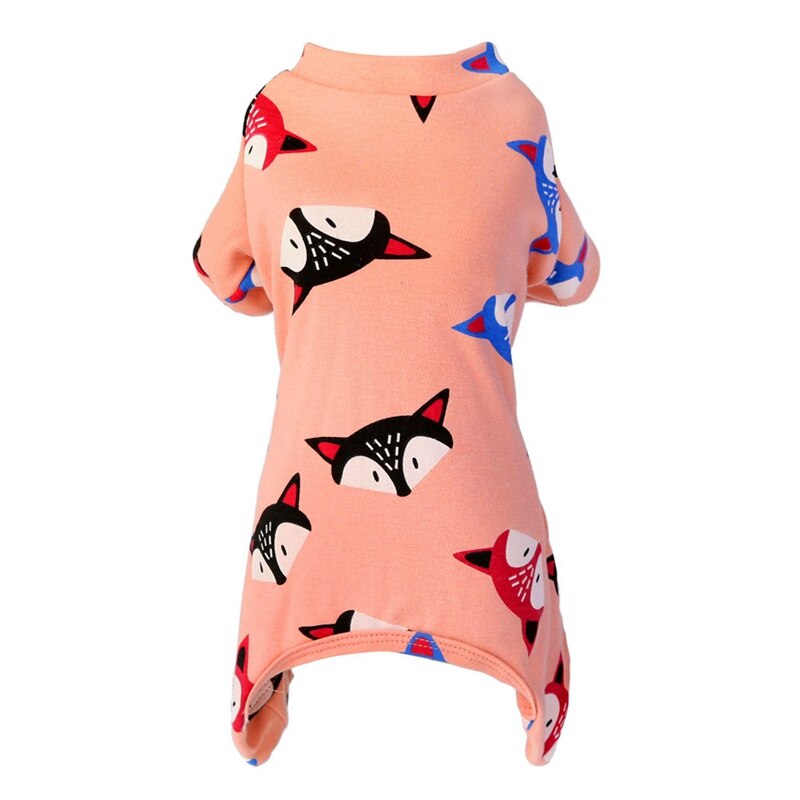 Pet Dogs Cute Pajamas Cat Clothes Puppy Jumpsuit For Chihuahua Pomeranian Dogs Print Clothes Newest: Pink / L