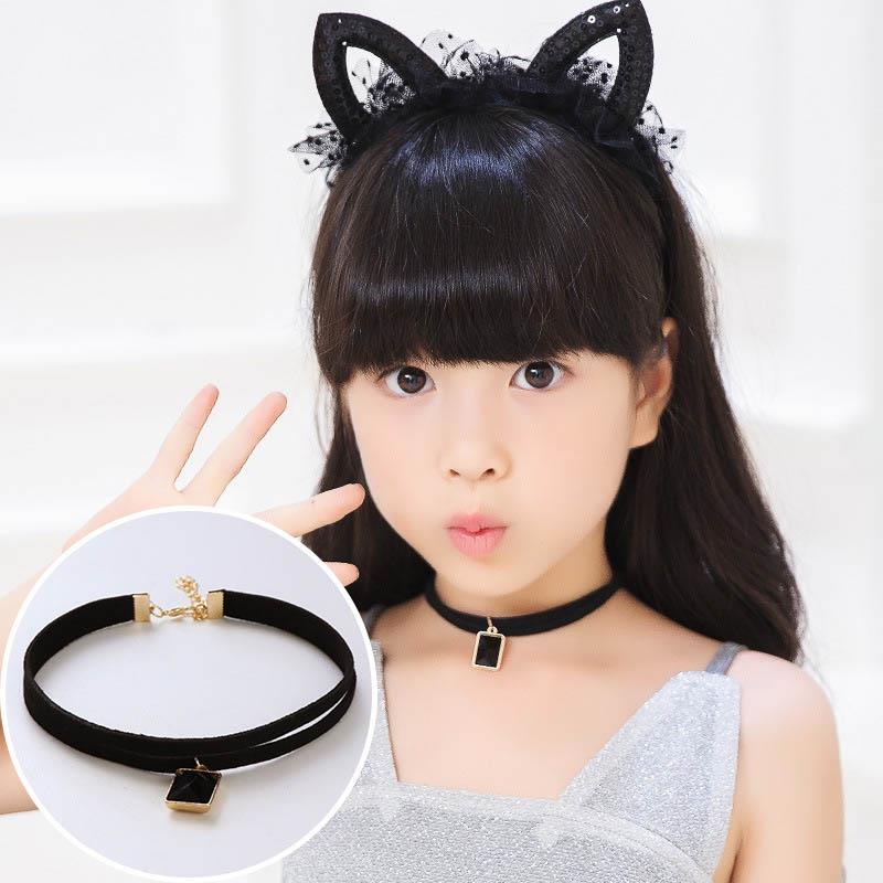 1PC Hübsche Mädchen Schwarz Multi Schicht Spitze Halskette Kinder Exquisite Gothic Stretch Choker Schmuck Kinder Halskette: 12