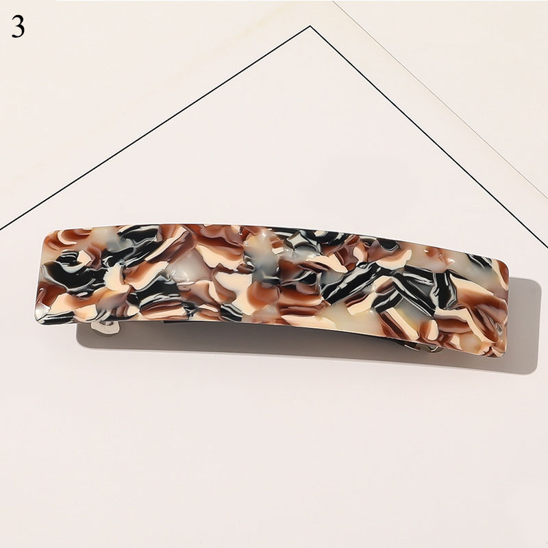 Rectangle Resin Spring Clip Barrette For Women French Marble Print Hairpins Side Clip Shiny Acetate Hair Clip Hair Accessories