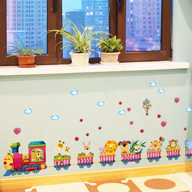 Cartoon Train Kindergarten Wall Decoration Wallpaper Stickers Baby Bedroom Children Room Wall Stickers