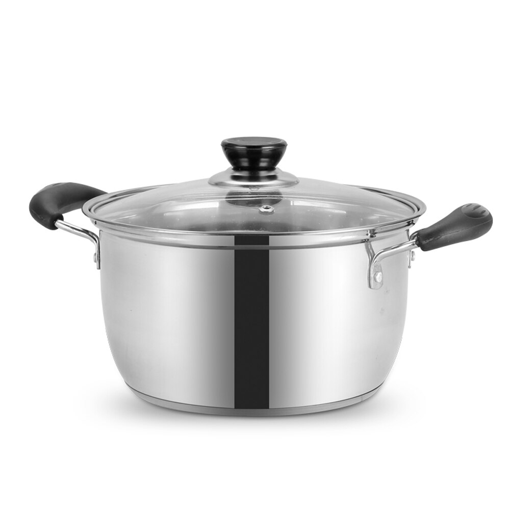 Stainless Steel pot 1.5L-4L Double Bottom Soup Pot Nonmagnetic Cooking Multi-purpose Cookware Non-stick Pan general use: Thicken bottom 20 CM