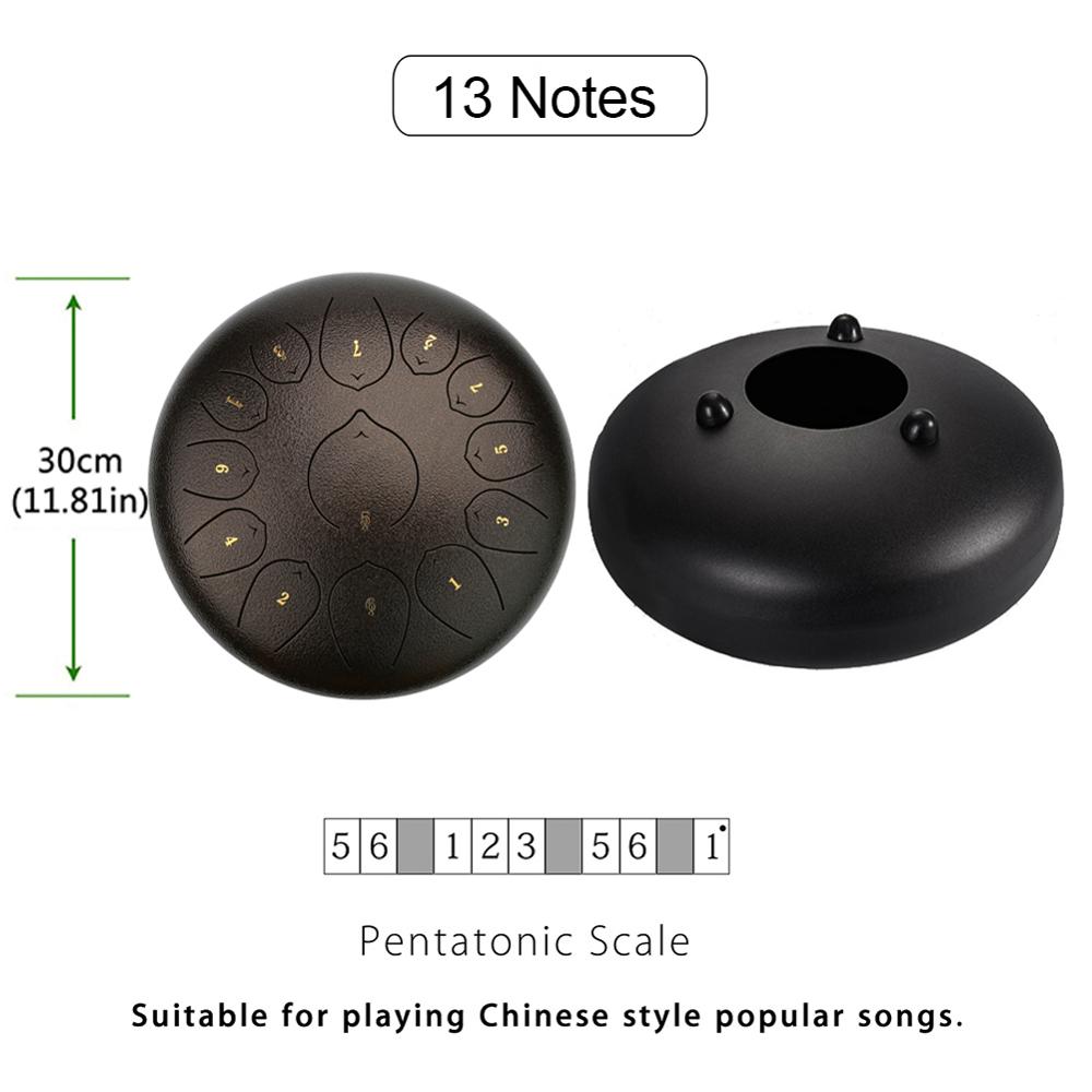 12 Inch 13 Notes Drum Kit Steel Tongue Drum Empty Spirit Drum Flower Style With Mallets Percussion Instrument Accessories