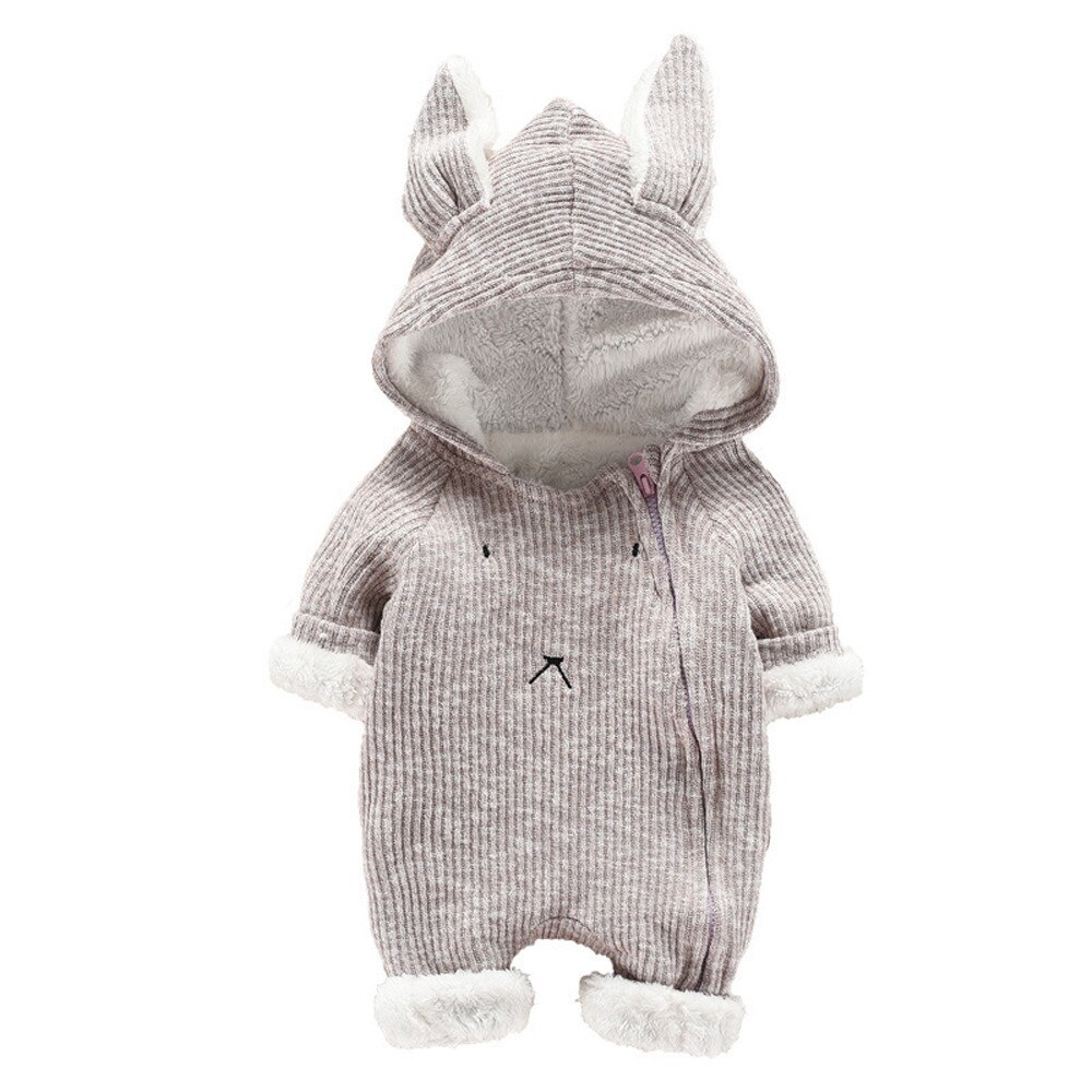 Newborn Infant Baby Boy Girl Cartoon Hooded 3D Ear Romper Jumpsuit Clothes Boys Girls Thick Coat 815