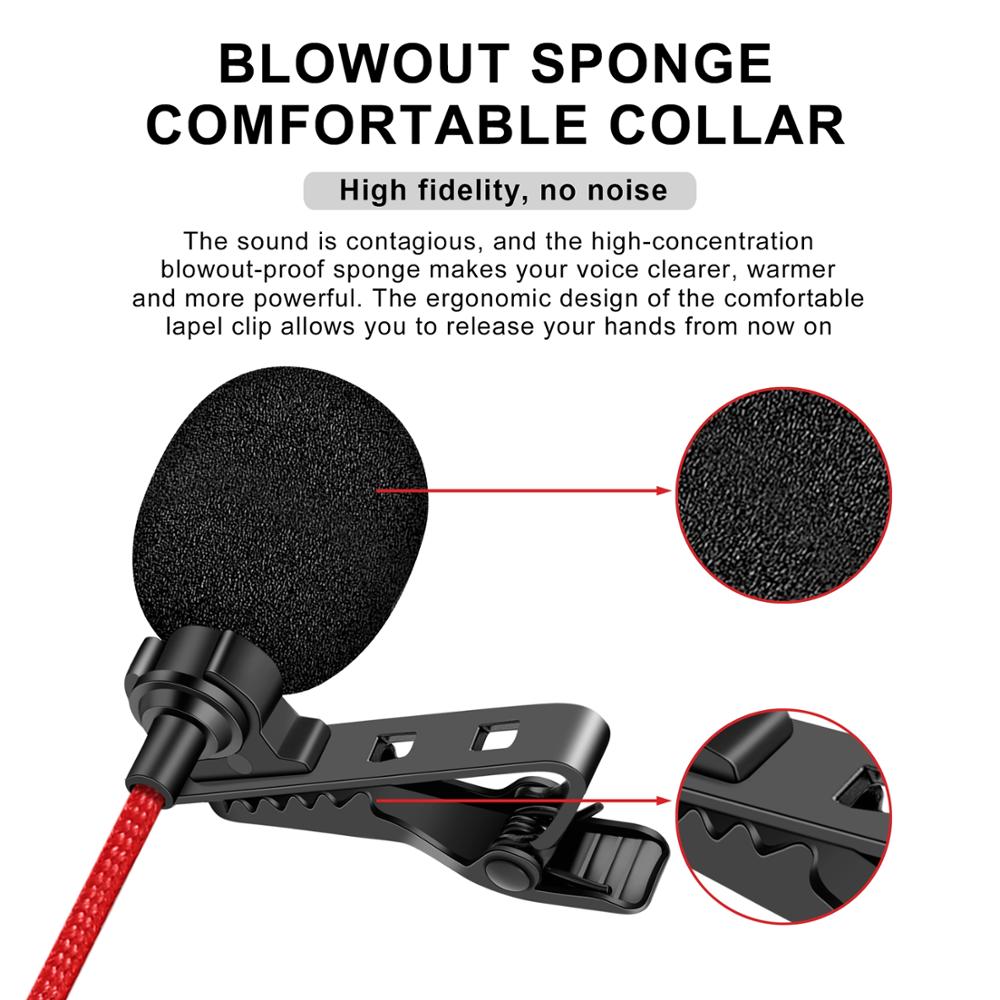 3.5mm Lavalier Microphone Omnidirectional Condenser Microphone with 360°High Sensitivity Condenser Support for Smartphone