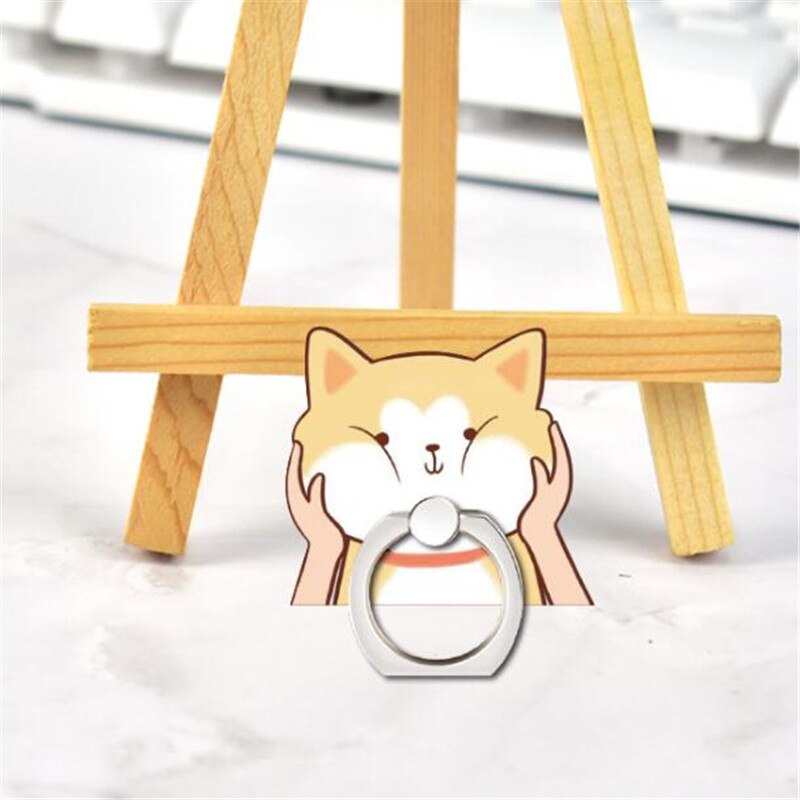 Animals Dog Corgi Pug Cat Finger Ring Phone Stand Holder Car Mobile Phone Holder Stand Suporte Celular For iPhone 11 All Phone