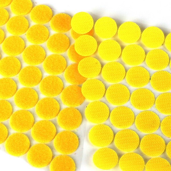 10/15/20/25/30MM Kleber Kleber Punkte 100 Haken und Schleife Verschluss Zurück Starke magie Aufkleber Band DIY Hause Nähen Zubehör: 20mm  yellow  100dot