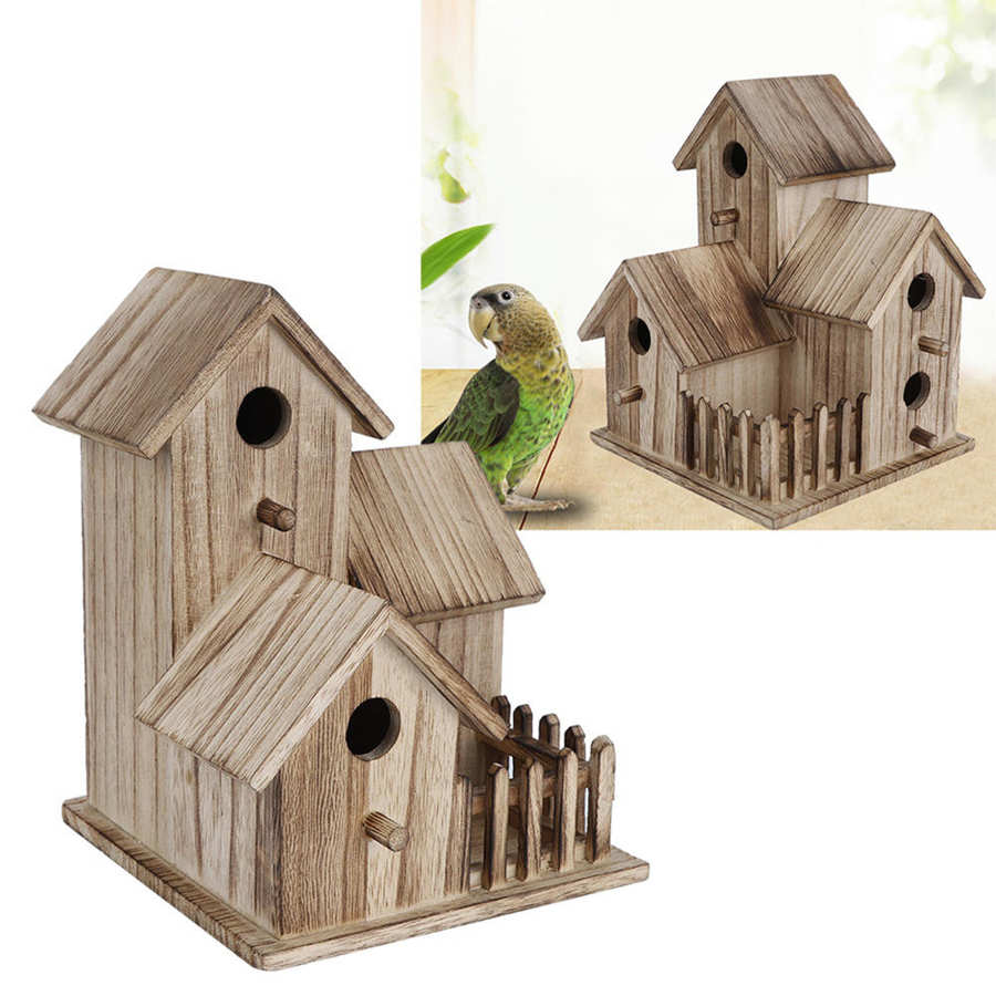 Cage à oiseaux en bois, petit abri d&#39;extérieur, nid d&#39;oiseau, fournitures de maison pour animaux de compagnie, décoration de la maison