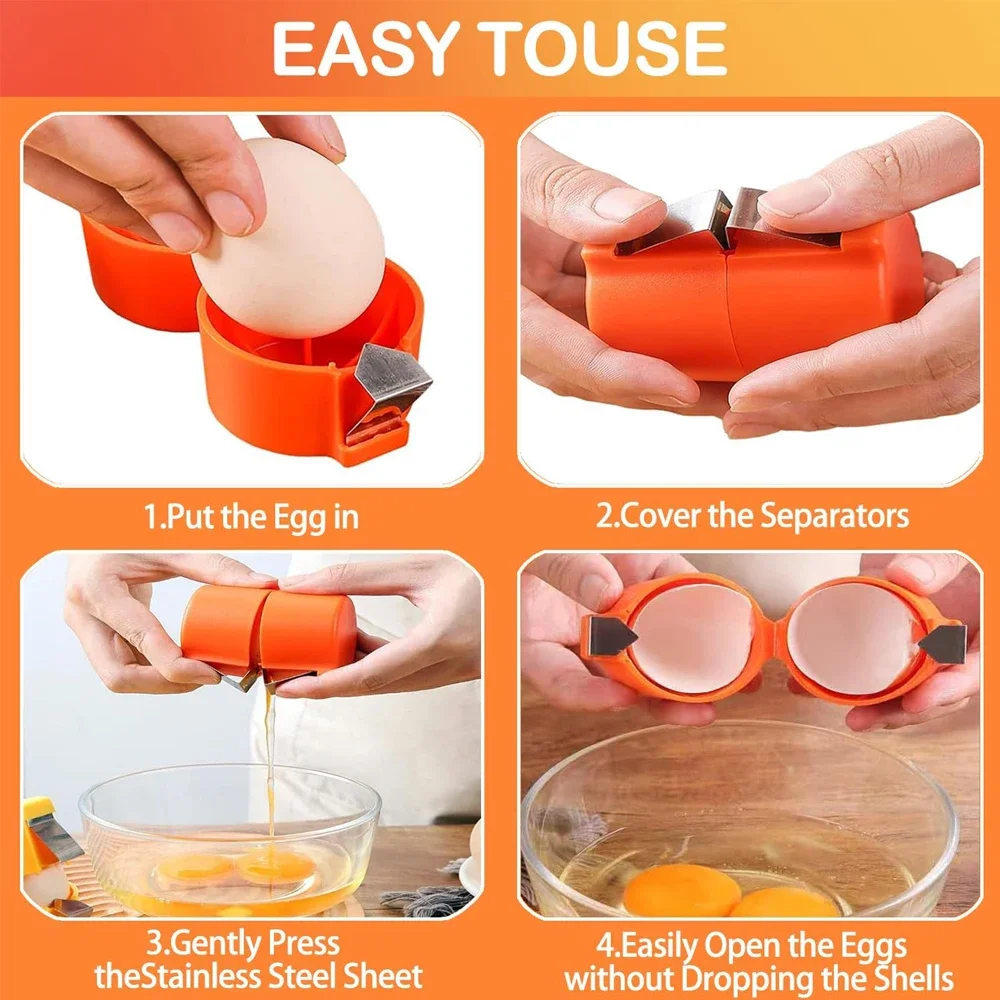 1/2 Uds cáscara de huevo Cracker abridor pelador removedor herramienta separadora para huevos crudos, pelador de huevos de cocina herramienta de electrodomésticos de grietas