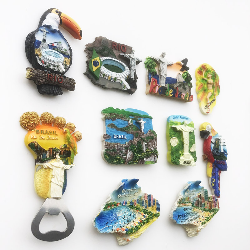 Kreative Brasilien Reise Souvenirs Magnet Kühlschrank Aufkleber Harz Handwerk 3d gemalt magnetische Kühlschrank Aufkleber Küche Dekor
