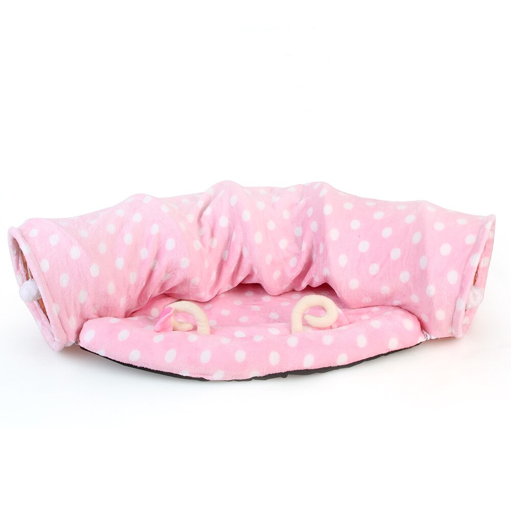 Foldable Cat Tunnel House Double Use Cat Toys Interactive Play Toy Pet Tube Collapsible Kitten Rabbit Cat Ferrets Puppy Bed: Pink