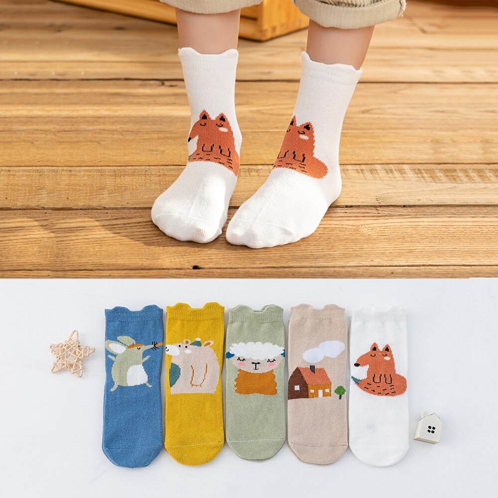 5 Paren/partij Baby Sokken Kids Herfst Winter Sokken Katoen Leuke Mooie Animal Kinderen Studenten Sokken Meisjes Jongens Warme Sokken
