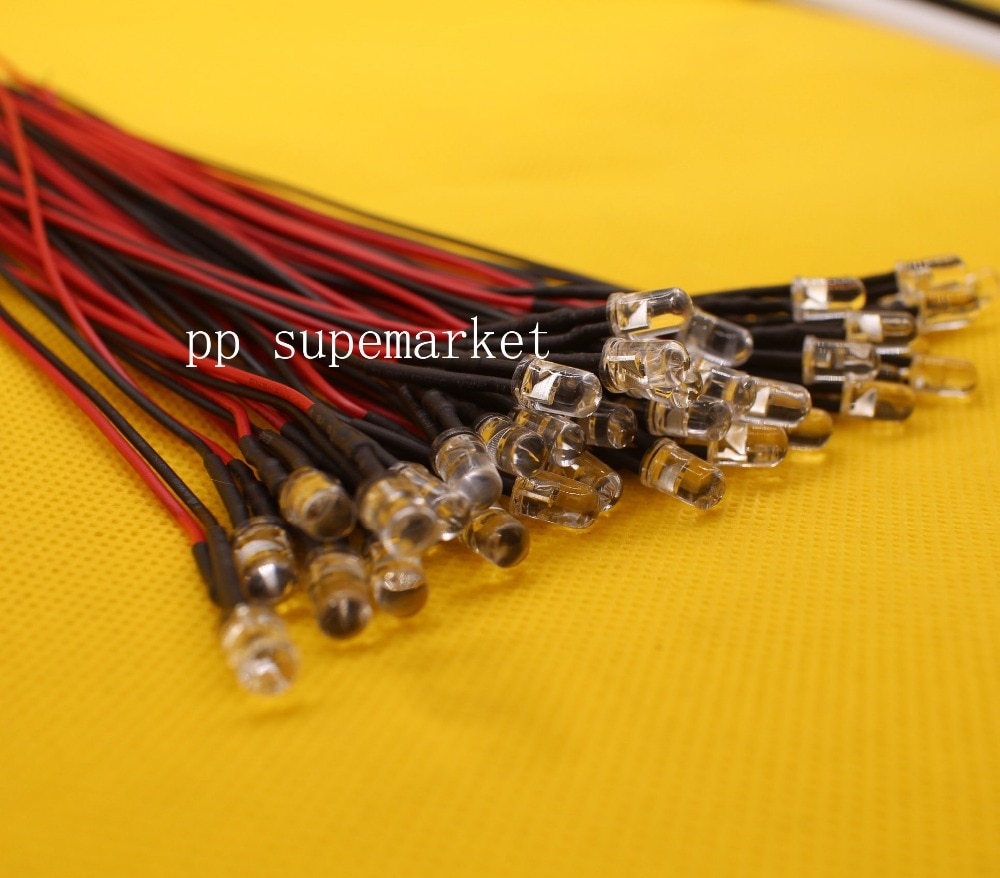 20pcs lot 20cm Pre Wired 3mm 5mm LED Light Lamp Bulb Prewired Emitting Diodes For DIY Home Decoration DC12V