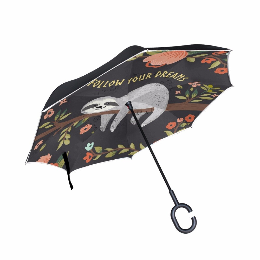 Dovendyr paraplyer vindtæt omvendt folde dobbeltlag omvendt chuva paraply selvstående uv beskyttelse c-hook hænder til bil