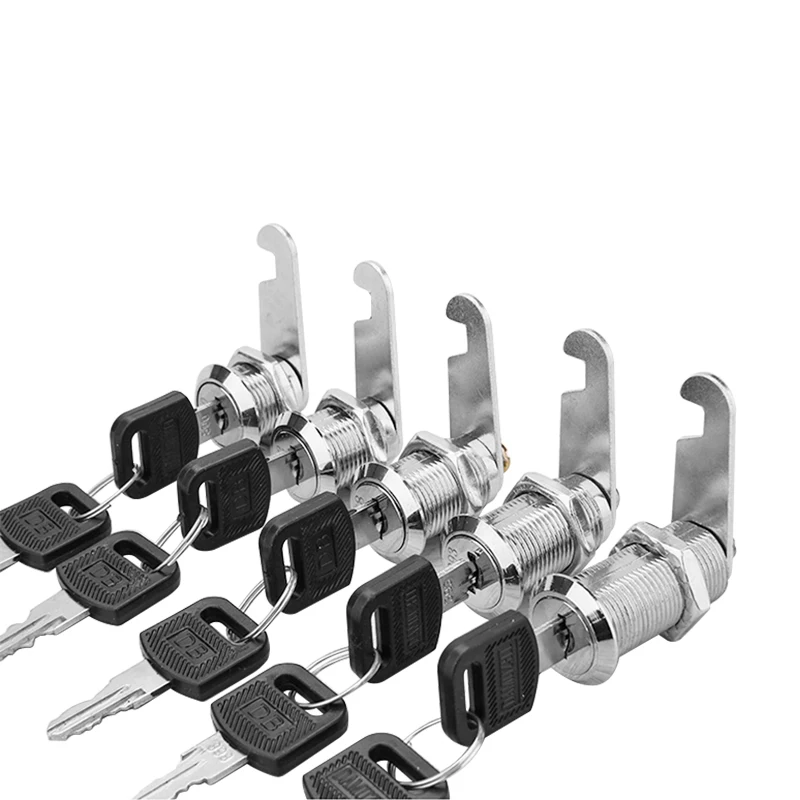 Juego de cerraduras de leva para gabinete, 5 paquetes de cerradura de compartimento de cajón de archivo de buzón de correo seguro con llave de dos lados, cilindro de 16MM-30MM