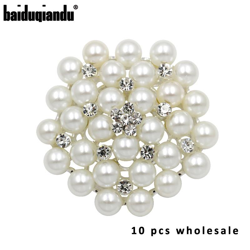 10 PCS Nachahmung Perlen und Kristall Blume Pins Hochzeit Bouquets Broschen