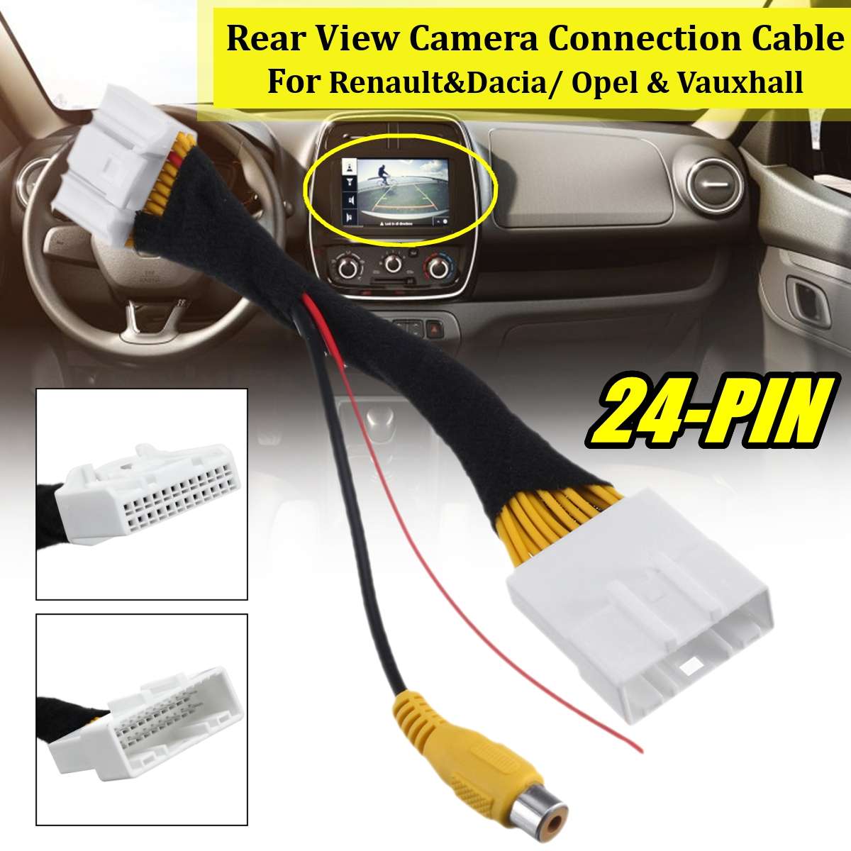 24 pin adapter tilslutningskabel til bakkamera til renault & dacia til opel til vauxhall til clio 4 - op til dokker -up