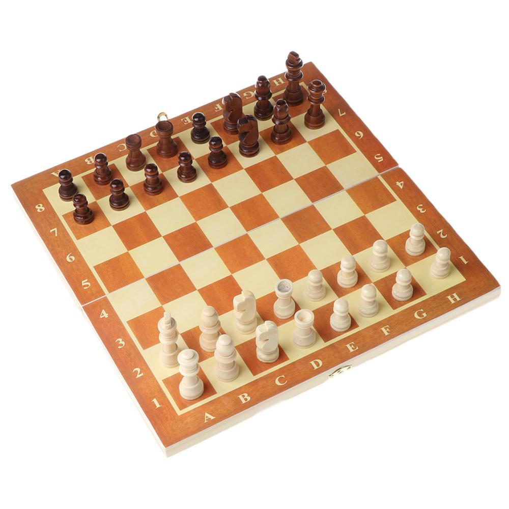 OOTDTY 3 in 1 Wooden International Chess Set Board Travel Games Chess Backgammon Draugh